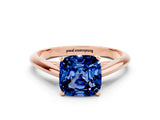 Rose gold Cushion Cut Blue Sapphire Solitaire Engagement Ring with Cathedral Setting and Four-Prong Mount_72