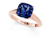Rose gold Cushion Cut Blue Sapphire Solitaire Engagement Ring with Cathedral Setting and Four-Prong Mount_73