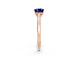 Rose gold Cushion Cut Blue Sapphire Solitaire Engagement Ring with Cathedral Setting and Four-Prong Mount_74