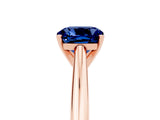 Rose gold Cushion Cut Blue Sapphire Solitaire Engagement Ring with Cathedral Setting and Four-Prong Mount_77