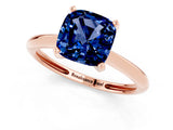 Rose gold Cushion Cut Blue Sapphire Solitaire Engagement Ring with Classic Band and Four-Prong Setting_13