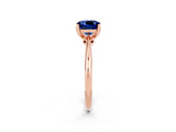 Rose gold Cushion Cut Blue Sapphire Solitaire Engagement Ring with Classic Band and Four-Prong Setting_14