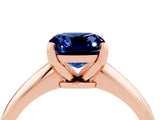 Rose gold Cushion Cut Blue Sapphire Solitaire Engagement Ring with Classic Band and Four-Prong Setting_16