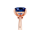 Rose gold Cushion Cut Blue Sapphire Solitaire Engagement Ring with Classic Band and Four-Prong Setting_17