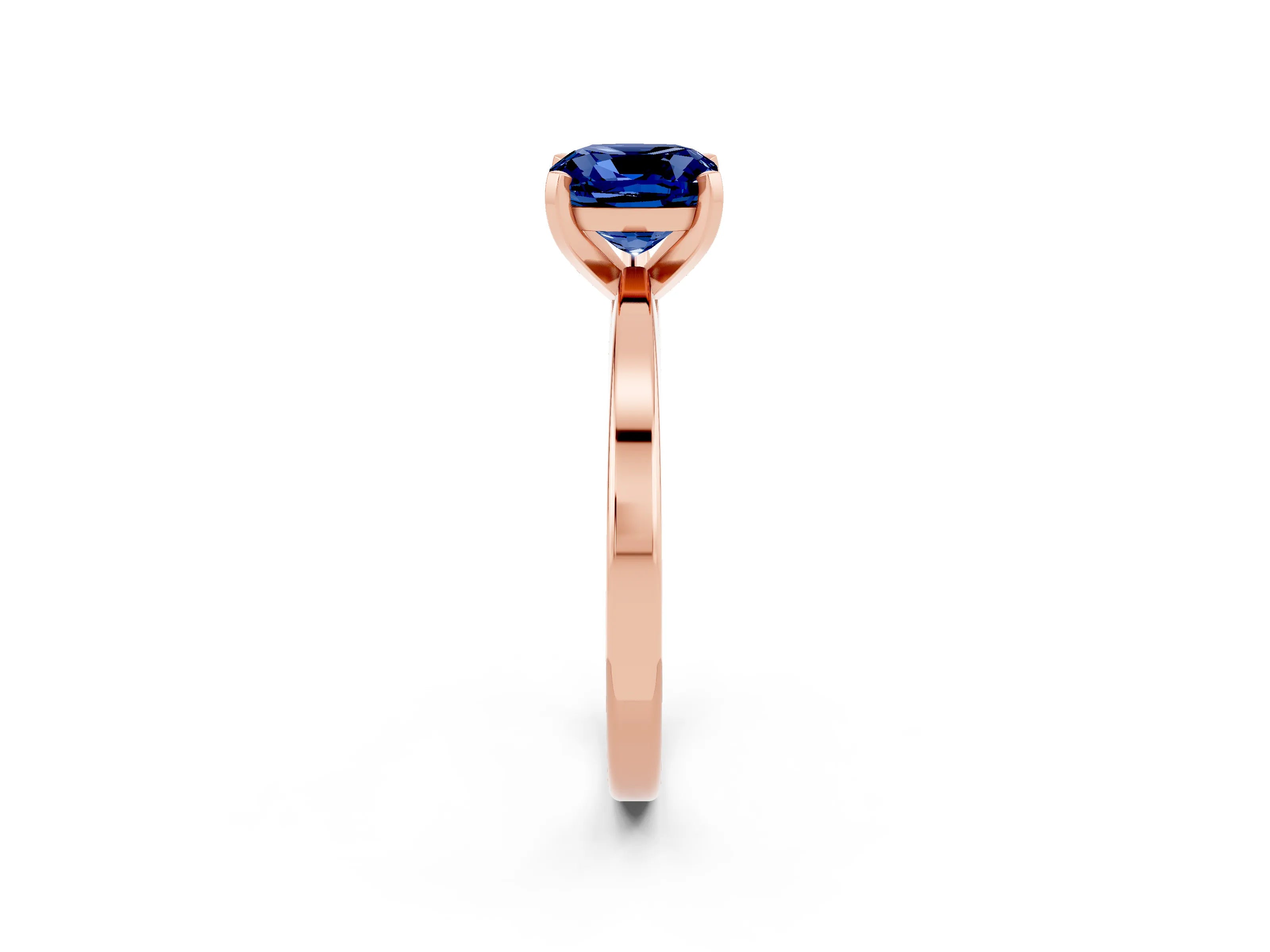 Rose gold Cushion Cut Blue Sapphire Solitaire Engagement Ring with Classic Band and Four-Prong Setting_26