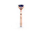 Rose gold Cushion Cut Blue Sapphire Solitaire Engagement Ring with Classic Band and Four-Prong Setting_26