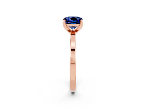 Rose gold Cushion Cut Blue Sapphire Solitaire Engagement Ring with Classic Band and Four-Prong Setting_26