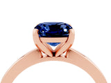 Rose gold Cushion Cut Blue Sapphire Solitaire Engagement Ring with Classic Band and Four-Prong Setting_28