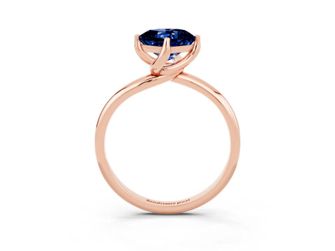 Rose gold Cushion Cut Blue Sapphire Solitaire Engagement Ring with Four-Prong Setting and Classic Band_39
