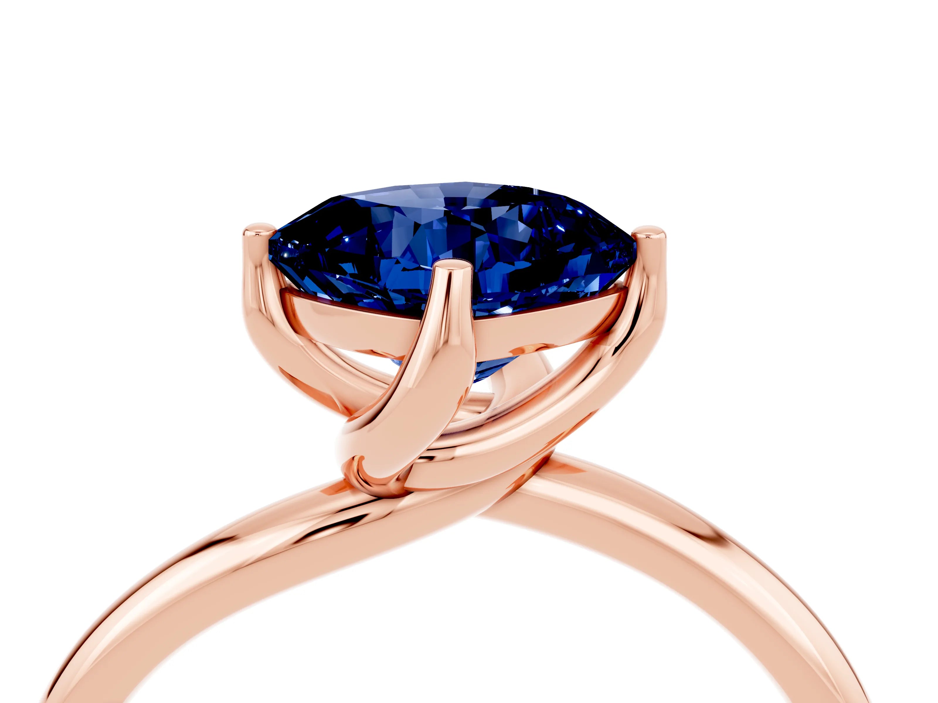 Rose gold Cushion Cut Blue Sapphire Solitaire Engagement Ring with Four-Prong Setting and Classic Band_40