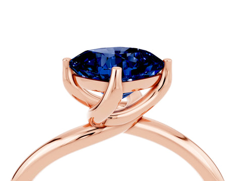 Rose gold Cushion Cut Blue Sapphire Solitaire Engagement Ring with Four-Prong Setting and Classic Band_40