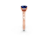 Rose gold Cushion Cut Blue Sapphire Solitaire Engagement Ring with Round Band and Four-Prong Setting_2