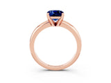 Rose gold Cushion Cut Blue Sapphire Solitaire Engagement Ring with Round Band and Four-Prong Setting_3