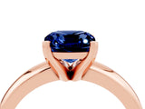 Rose gold Cushion Cut Blue Sapphire Solitaire Engagement Ring with Round Band and Four-Prong Setting_4