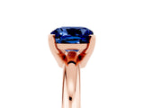 Rose gold Cushion Cut Blue Sapphire Solitaire Engagement Ring with Round Band and Four-Prong Setting_5