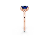Rose gold Cushion Cut Blue Sapphire Solitaire Ring with Flower Prong Setting and Classic Band_38