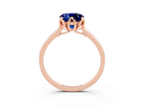 Rose gold Cushion Cut Blue Sapphire Solitaire Ring with Flower Prong Setting and Classic Band_39