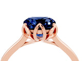 Rose gold Cushion Cut Blue Sapphire Solitaire Ring with Flower Prong Setting and Classic Band_40