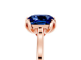 Rose gold Cushion Cut Blue Sapphire Solitaire Ring with Flower Prong Setting and Classic Band_41
