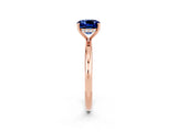 Rose gold Cushion Cut Blue Sapphire Solitaire Ring with Thin Band and Four-Prong Setting_2