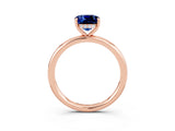 Rose gold Cushion Cut Blue Sapphire Solitaire Ring with Thin Band and Four-Prong Setting_3