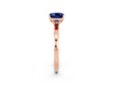Rose gold Cushion Cut Blue Sapphire Solitaire Ring with Thin Band and Prong Setting_14