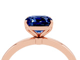 Rose gold Cushion Cut Blue Sapphire Solitaire Ring with Thin Band and Prong Setting_16