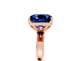 Rose gold Cushion Cut Blue Sapphire Solitaire Ring with Thin Band and Prong Setting_17