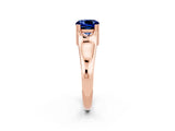 Rose gold Cushion Cut Blue Sapphire Solitaire Ring with Wide Band and Prong Setting_2