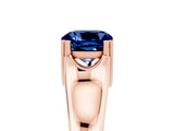 Rose gold Cushion Cut Blue Sapphire Solitaire Ring with Wide Band and Prong Setting_5