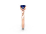 Rose gold Cushion Cut Blue Sapphire Solitaire Twist Band Prong Setting Ring_74
