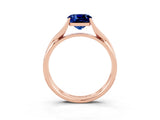 Rose gold Cushion Cut Blue Sapphire Solitaire Twist Band Prong Setting Ring_75