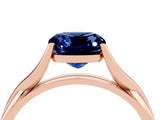 Rose gold Cushion Cut Blue Sapphire Solitaire Twist Band Prong Setting Ring_76