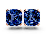 Rose gold Cushion Cut Blue Sapphire Stud Earrings_24