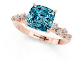 Rose gold Cushion Cut Blue Topaz Cluster Side Stone Solitaire Ring with Prong Setting_25
