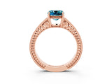 Rose gold Cushion Cut Blue Topaz Engagement Ring with Milgrain Channel Set Band and Prong Setting_3