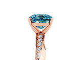Rose gold Cushion Cut Blue Topaz Engagement Ring with Side Stone Accents and Four-Prong Setting_29