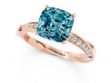 Rose gold Cushion Cut Blue Topaz Engagement Ring with Side Stone Accents and Four-Prong Setting_85