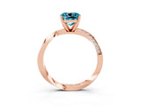 Rose gold Cushion Cut Blue Topaz Engagement Ring with Side Stone Accents and Four-Prong Setting_87