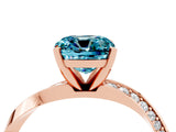 Rose gold Cushion Cut Blue Topaz Engagement Ring with Side Stone Accents and Four-Prong Setting_88
