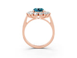 Rose gold Cushion Cut Blue Topaz Floral Double Halo Engagement Ring with Prong Setting_15