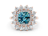 Rose gold Cushion Cut Blue Topaz Floral Double Halo Engagement Ring with Prong Setting_60