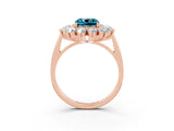 Rose gold Cushion Cut Blue Topaz Floral Double Halo Engagement Ring with Prong Setting_63