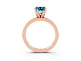 Rose gold Cushion Cut Blue Topaz Milgrain Pavé Engagement Ring with Four-Prong Setting_15