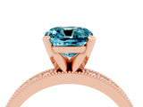 Rose gold Cushion Cut Blue Topaz Milgrain Pavé Engagement Ring with Four-Prong Setting_16