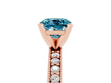 Rose gold Cushion Cut Blue Topaz Milgrain Pavé Engagement Ring with Four-Prong Setting_17