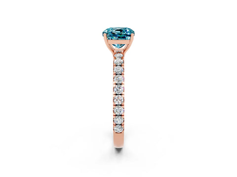 Rose gold Cushion Cut Blue Topaz Pavé Solitaire Engagement Ring with Four-Prong Setting_14