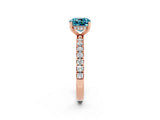 Rose gold Cushion Cut Blue Topaz Pave Band Solitaire Ring with Four-Prong Setting_38