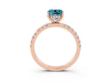 Rose gold Cushion Cut Blue Topaz Pave Band Solitaire Ring with Four-Prong Setting_39