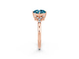 Rose gold Cushion Cut Blue Topaz Ring with Side Stones and Four-Prong Setting_38